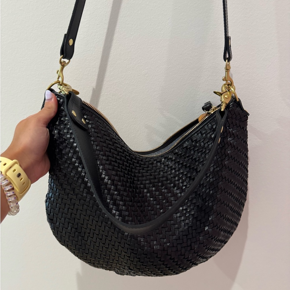Clare V Black Woven Hobo Shoulder Bag